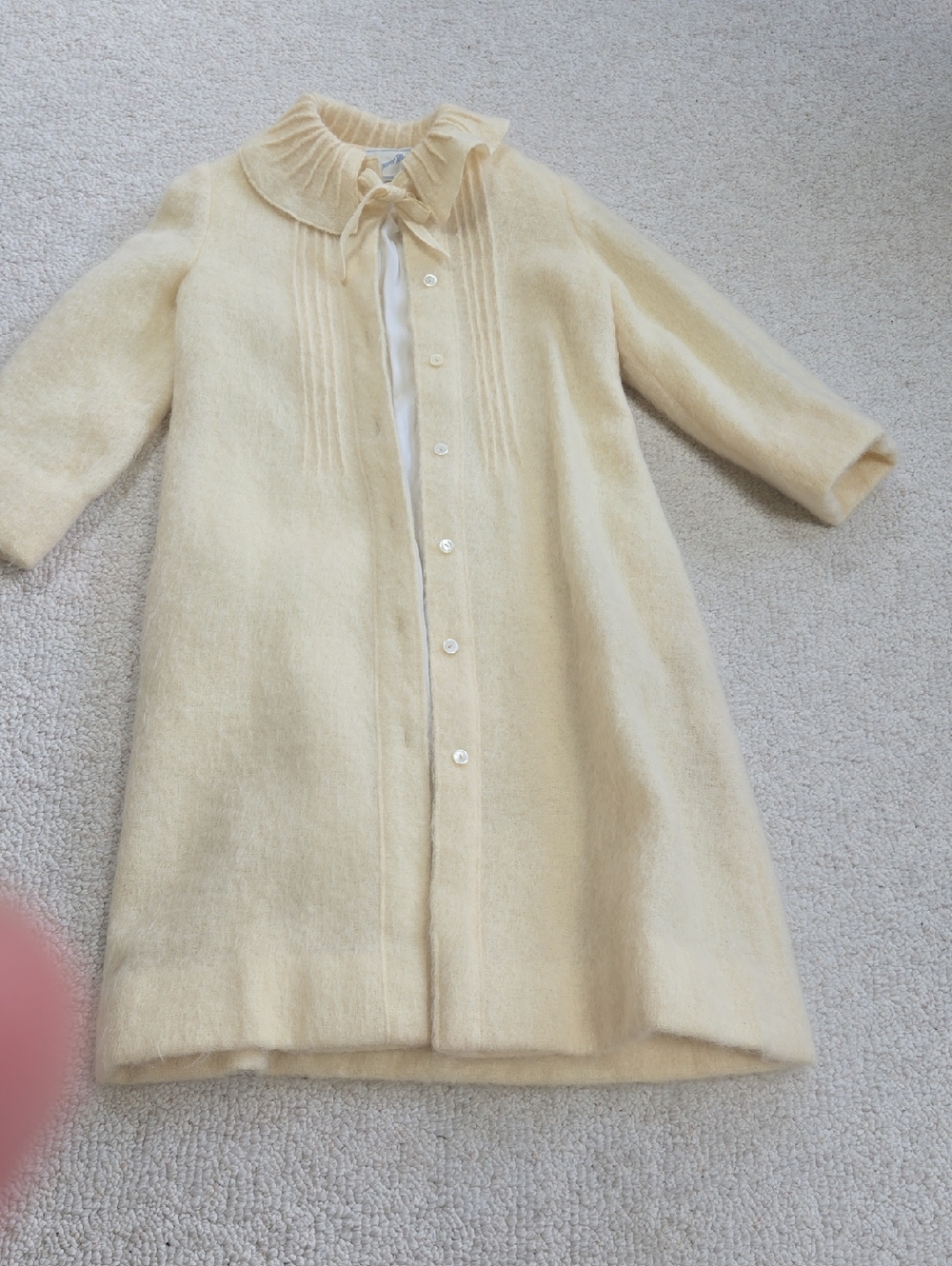 Margaret Morse VINTAGE Cream Ruffle-Collar A-Line Pea Coat